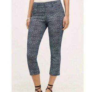 Cartonnier Anthropologie Blue Patterned Capris Pants Size 8